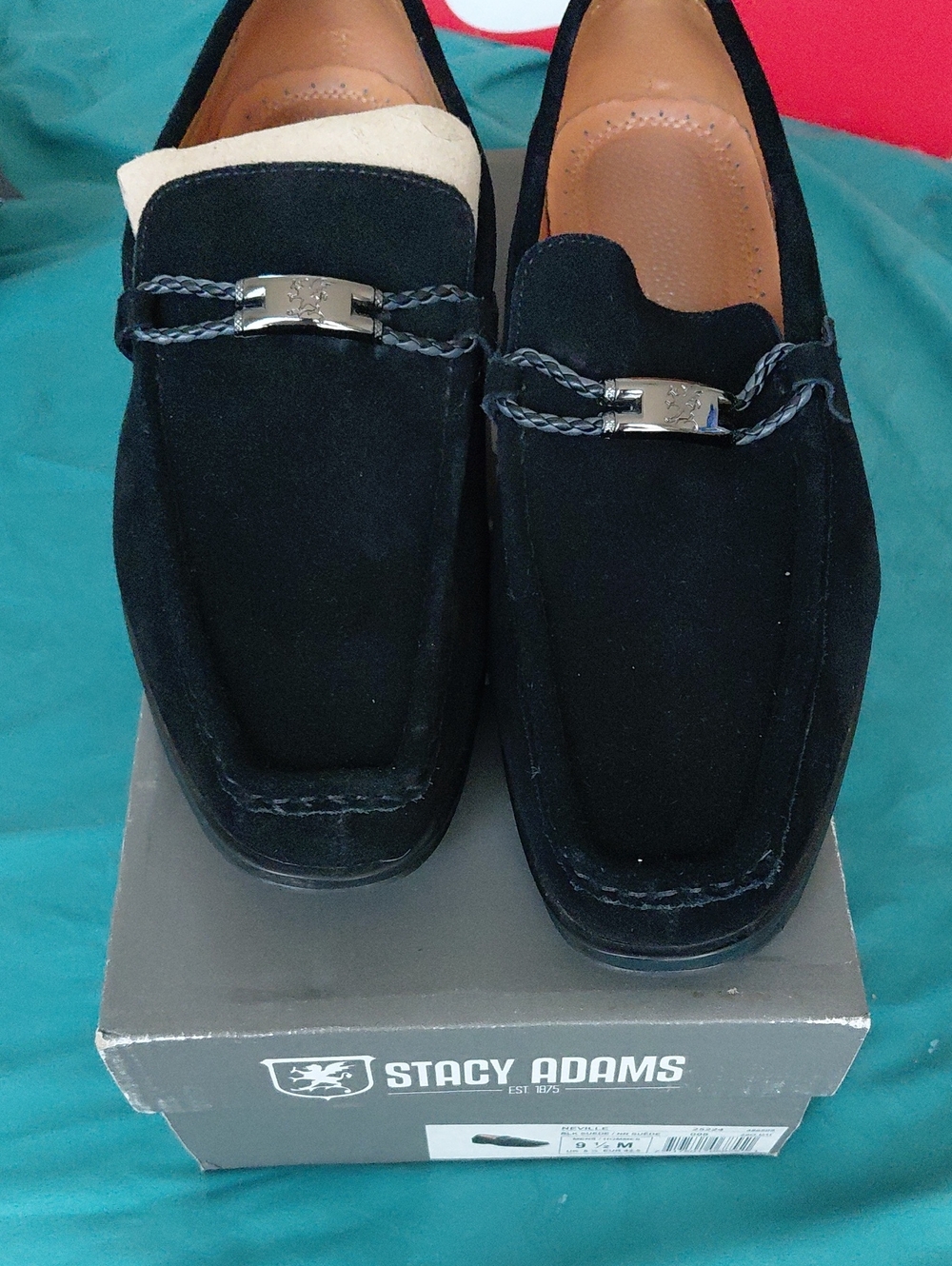 Stacy Adams Black Suede Bit Loafers